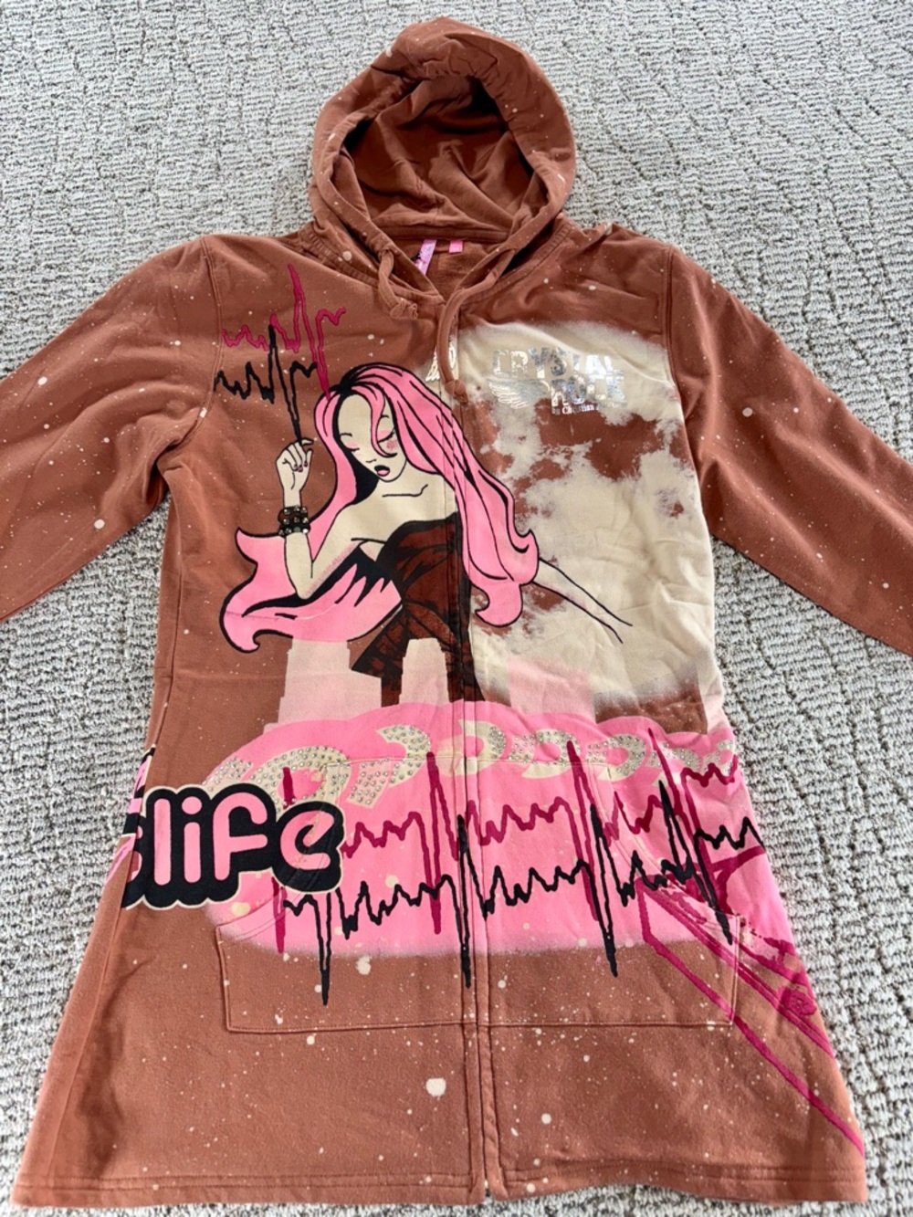 NWT Christian Audigier Women’s‎ Medium “Nightlife” Crystal Rock Hooded Full Zip